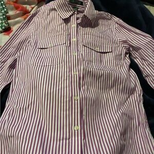 Ralph Lauren Purple and White Striped Men's Shirt